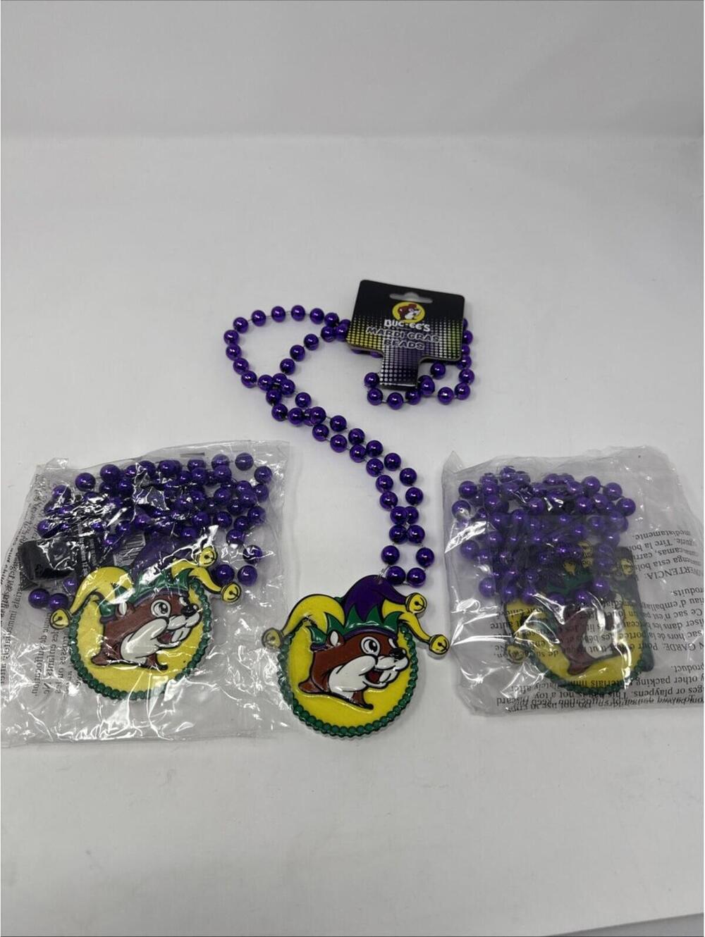 Buc-ee's Mardi Gras Beads Purple Yellow Green Plastic Necklace 2026 (3)